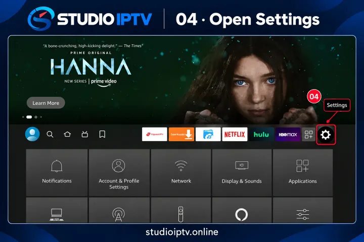 Fire TV settings gear icon highlighted